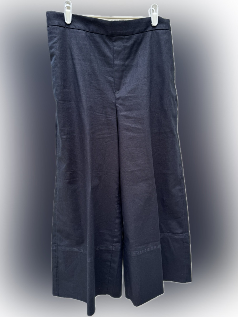 BANANA REPUBLIC PANT LINEN BLEND WIDE LEG CROPPED PULL ON POCKETS BLACK S 568213